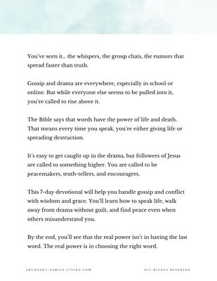 Handling Gossip and Drama – 7-Day Christian Devotional for Teens