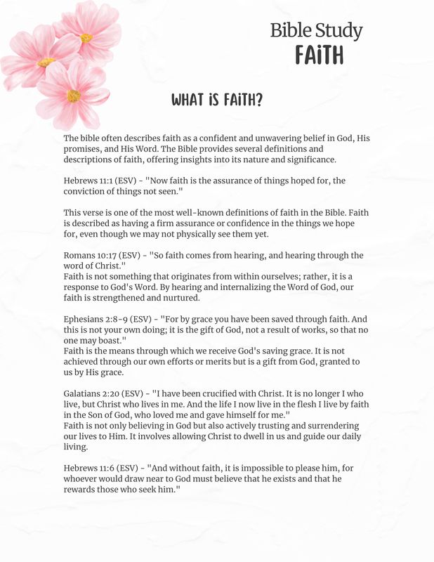 Bible Study Journal on Faith | Christian Devotional Workbook | Hebrews 11 Study | Scripture Journal | Women’s Bible Study Printable