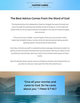 Casting Cares: No More Anxiety – 20-Day Devotional Journal