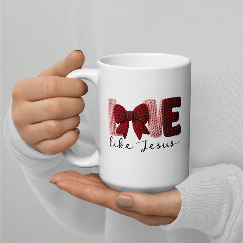 Love Like Jesus Christian Mug – White Glossy Ceramic Coffee Mug – Faith-Based Gift – 11 oz, 15 oz, or 20 oz