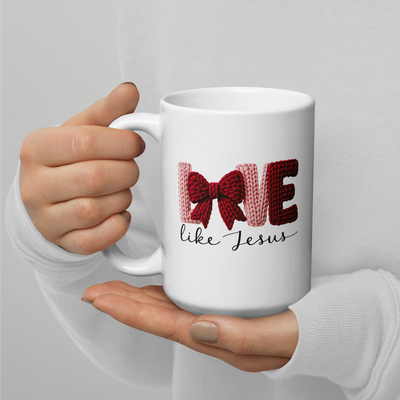 Love Like Jesus Christian Mug – White Glossy Ceramic Coffee Mug – Faith-Based Gift – 11 oz, 15 oz, or 20 oz