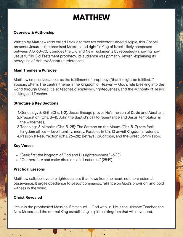 The Gospels and Acts Bible Summaries