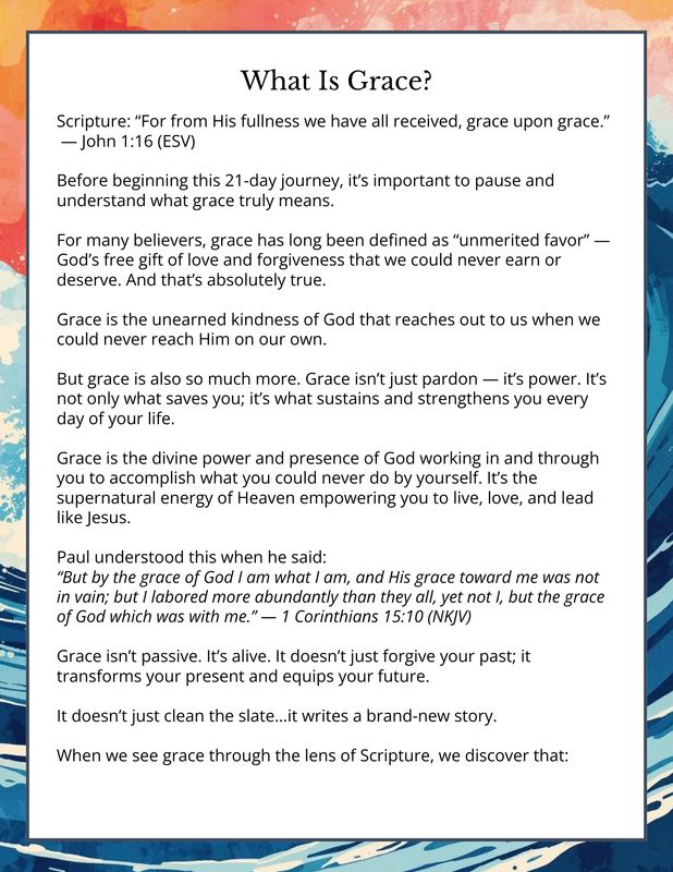 Grace Upon Grace:  A 21 Day Devotional