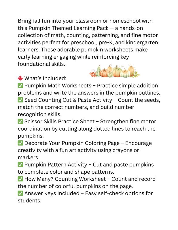 Pumpkin Themed Learning Pack