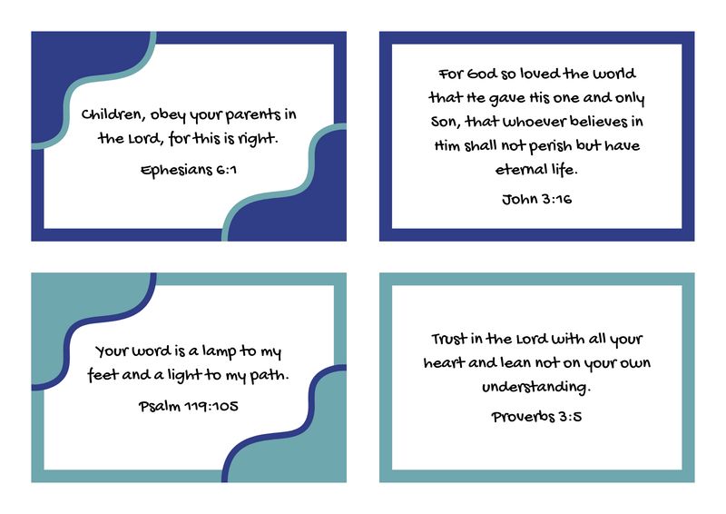 Bible Verse Memory Cards for Kids – Scripture Memorization Printable Set – Christian Homeschool &amp; Sunday School Bible Verse Cards