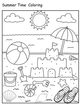 Summer Coloring Pages for Kids Printable | Summer Activity Pack, Color by Number, Counting Worksheet, Beach Coloring Sheets, Preschool & Kindergarten PDF