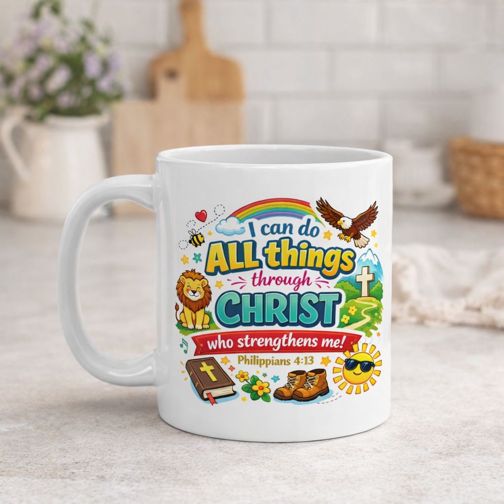 Philippians 4:13 Christian Mug – “I Can Do All Things Through Christ” Bible Verse Mug, Inspirational Scripture Coffee Cup, Faith Gift for Women &amp; Moms