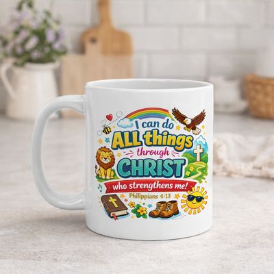 Philippians 4:13 Christian Mug – “I Can Do All Things Through Christ” Bible Verse Mug, Inspirational Scripture Coffee Cup, Faith Gift for Women &amp; Moms