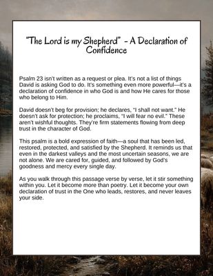 Psalm 23 Bible Study Printable | Verse-by-Verse Devotional &amp; Reflection Journal | Christian Scripture Study PDF | Printable Faith Workbook | Psalm 23 Breakdown