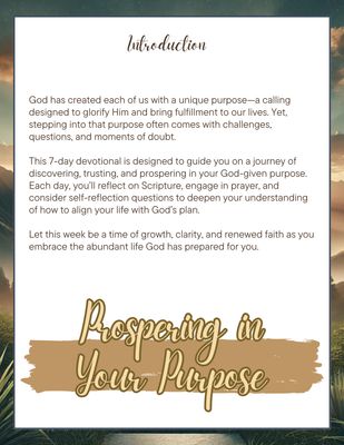 Prospering in Your Purpose:  7 Day Mini Devotional