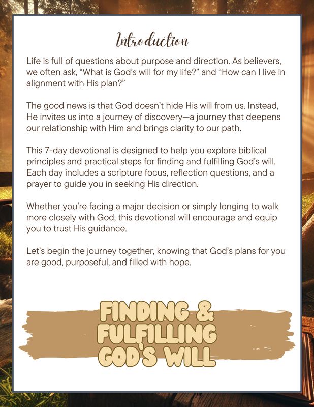 Finding and Fulfilling God's Will:  7 Day Mini Devotional