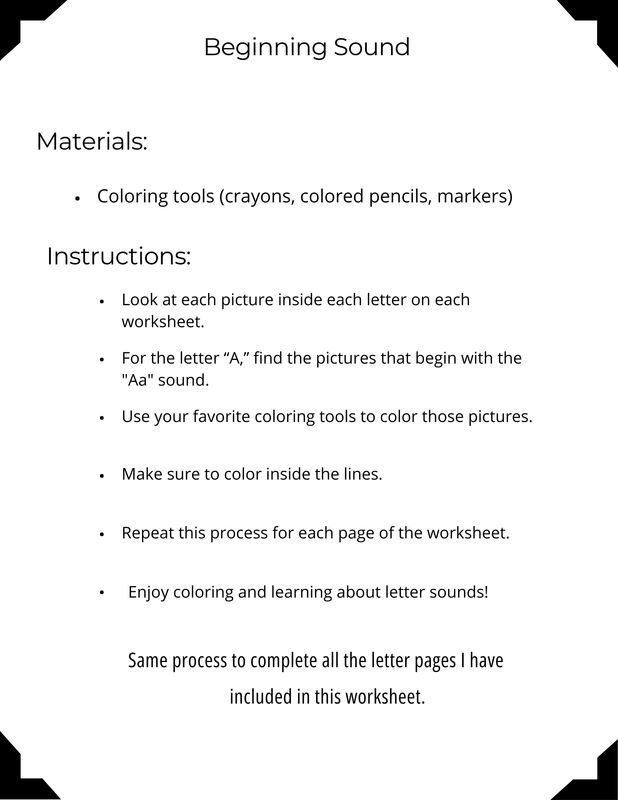 Practice Beginning Sounds Learning Packet – Alphabet Letter Sounds A to Z
