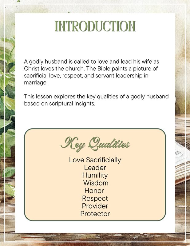 How to Be a Godly Husband Printable Bible Study | Christian Marriage Devotional for Men | Biblical Husband Guide | Ephesians 5 Study | Reflection Journal