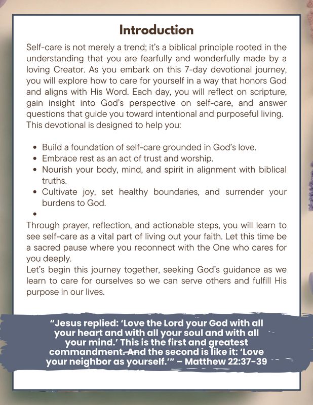 Self Care:  A 7 Day Mini Devotional