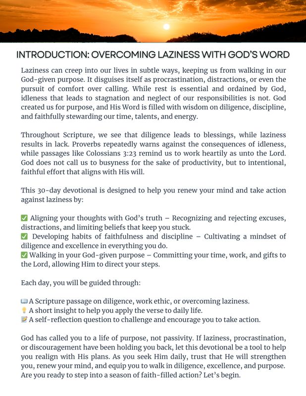Overcoming Laziness:  A 30 Day Devotional Journal