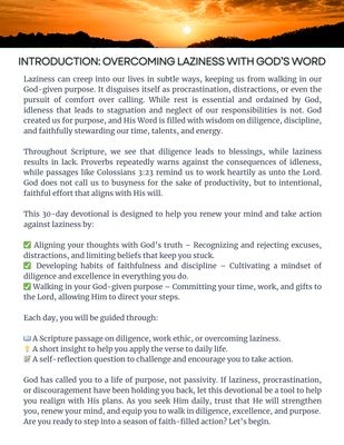 Overcoming Laziness:  A 30 Day Devotional Journal