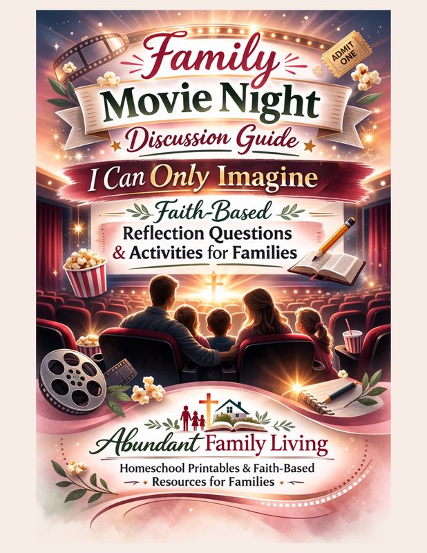 Christian Family Movie Night Discussion Guide Printable | I Can Only Imagine Reflection Questions, Faith-Based Movie Study PDF