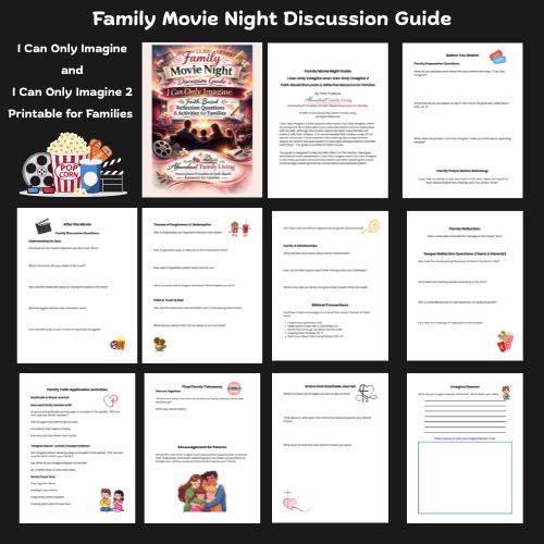 Christian Family Movie Night Discussion Guide Printable | I Can Only Imagine Reflection Questions, Faith-Based Movie Study PDF