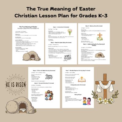 Christian Easter Lesson for Kids | True Meaning of Easter Activity Packet | Bible Easter Worksheets for K-3 Homeschool or Sunday School