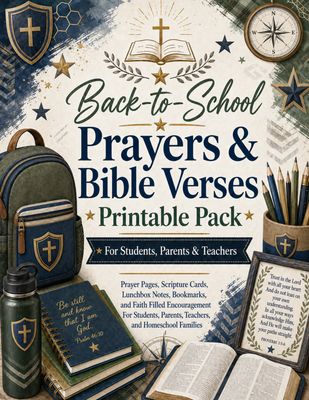 Back-to-School Prayers and Bible Verses printable pack for boys with Christian prayer pages, Scripture cards, bookmarks, and 