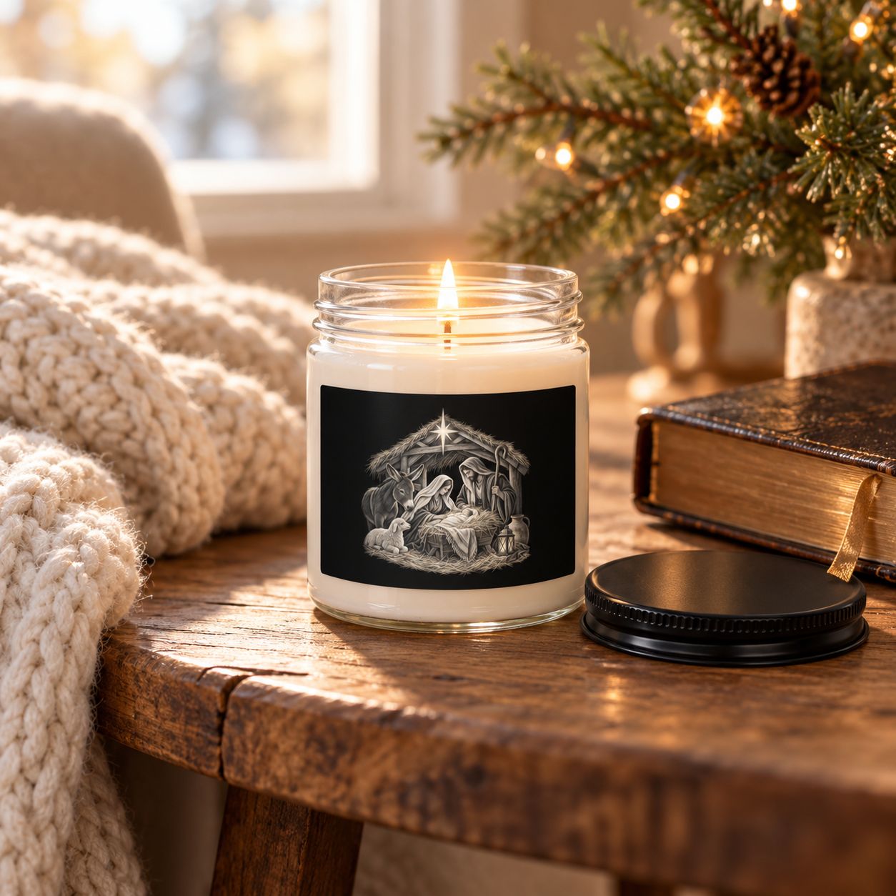 Nativity Scene Soy Candle – 9 oz Christian Christmas Candle Gift