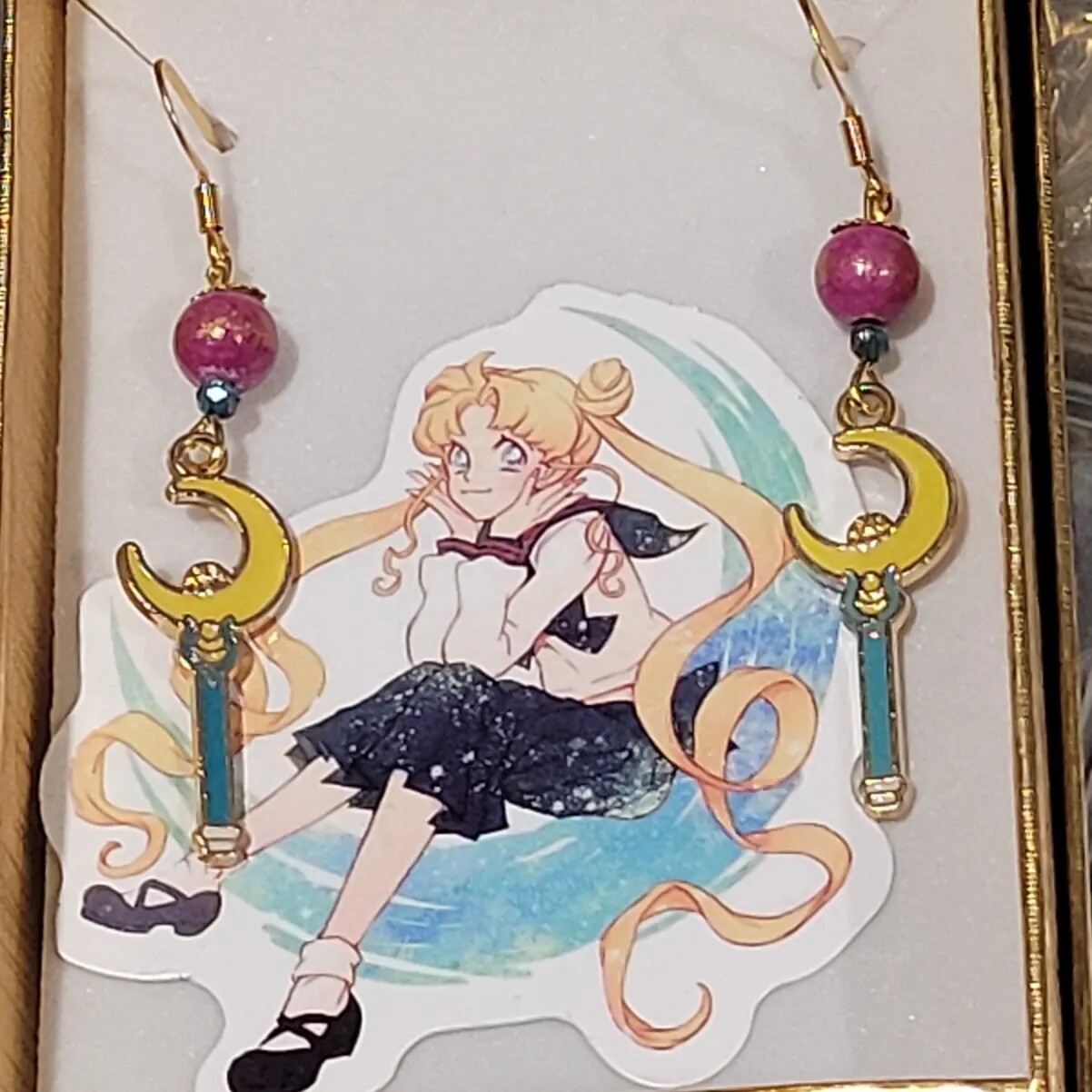boucles d&#39;oreilles lune inspiration Sailor 