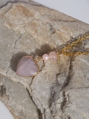 pendentif Amour cœur de quartz rose 