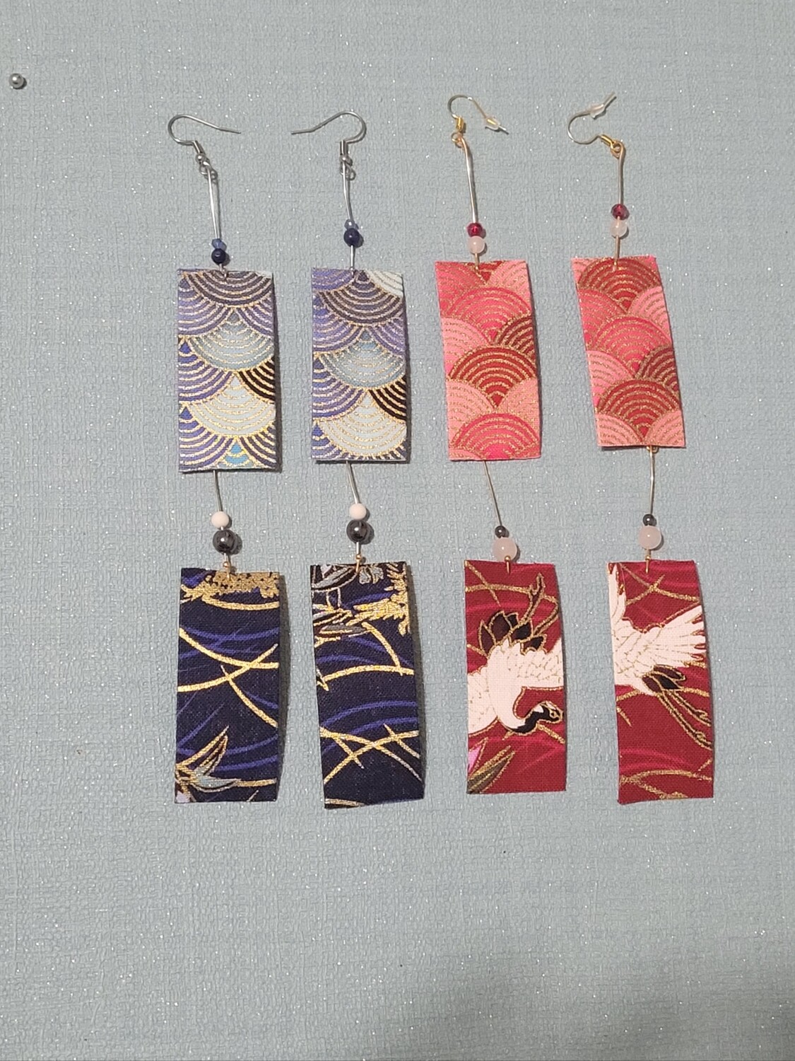 Boucle d&#39;oreilles tissu inspiration japon