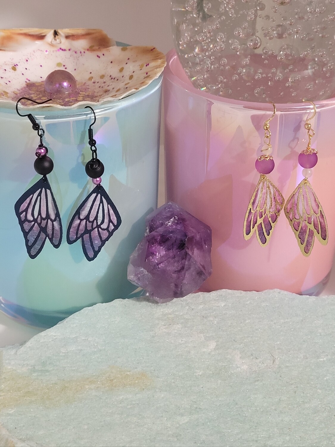 paire de boucles d&#39;oreilles Ailes de papillon asymétrique 