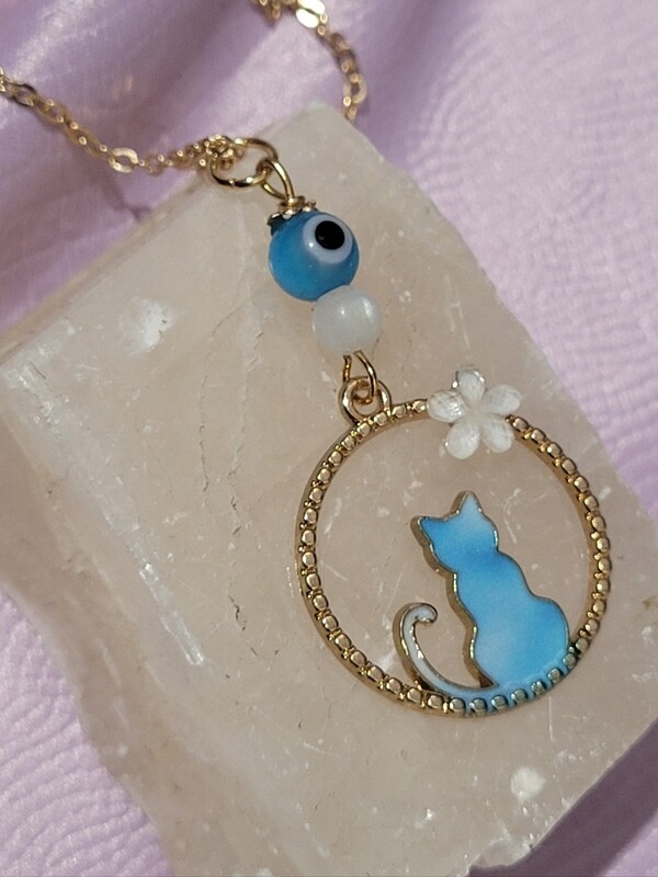 Pendentif chat et œil de Nazar 