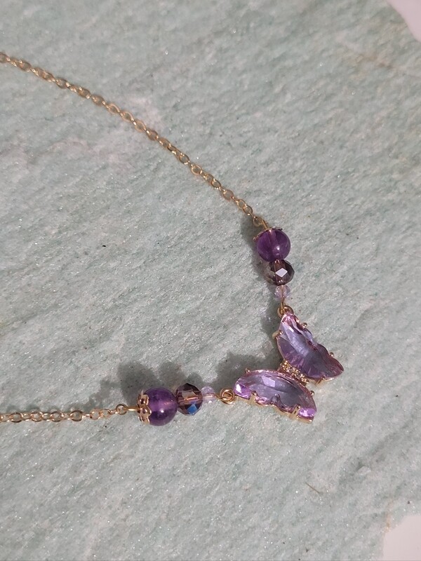 collier papillon Féérique Améthyste
