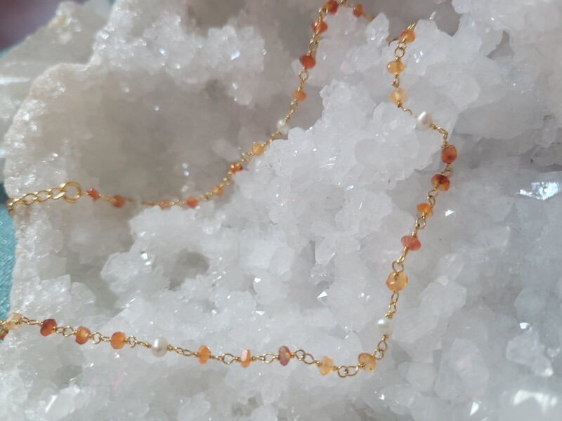collier de cornaline plaqué or