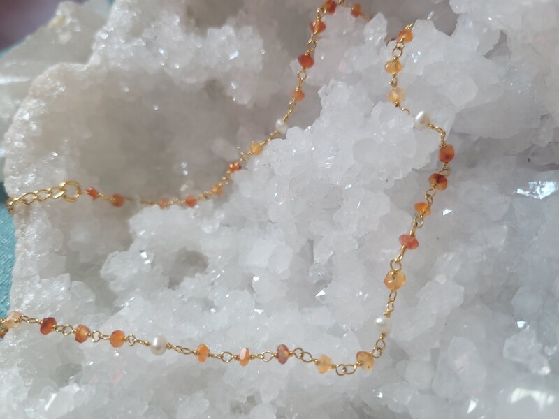 Bracelet de cornaline plaqué or