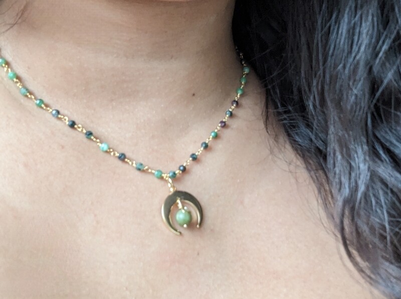 Collier rubis zoïsite et perle de jade