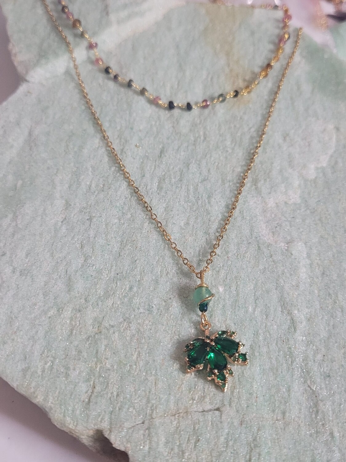 Collier raffiné tourmaline plaqué or