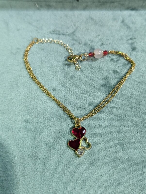 Bracelet Amour quartz rose acier inoxydable 