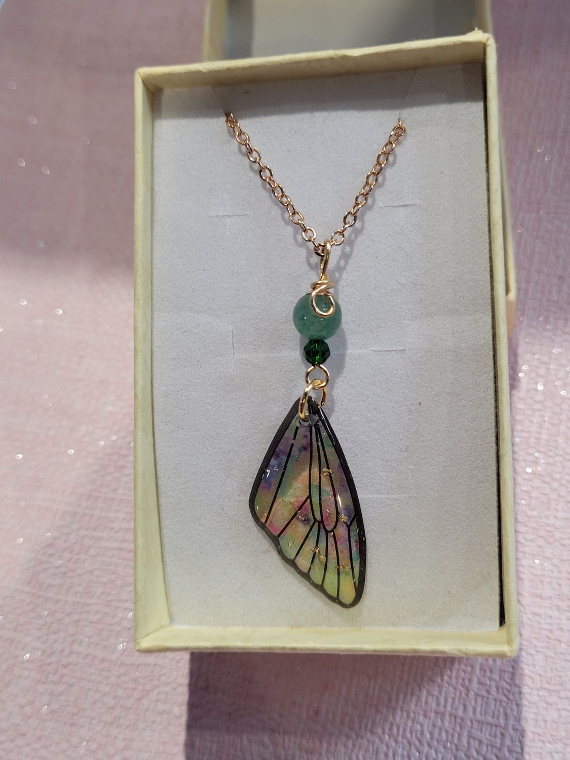 Collier ailes de papillon verdia aventurine 