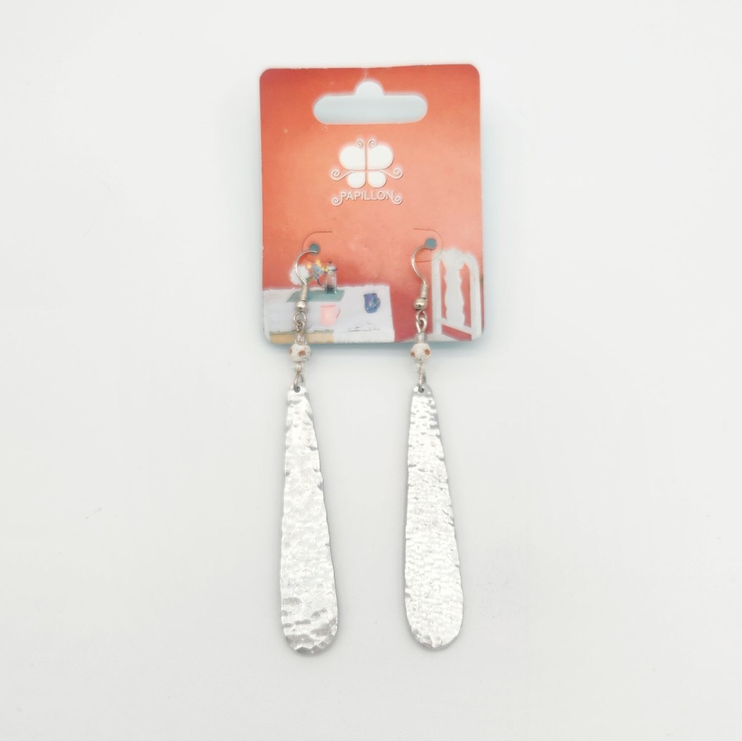 Long Metal White Earrings