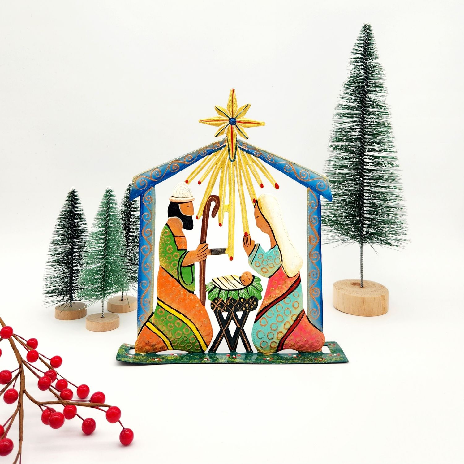 Painted Blue Nativity