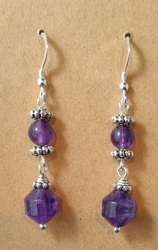 Amethyst Small Drop Sterling Silver Earrings