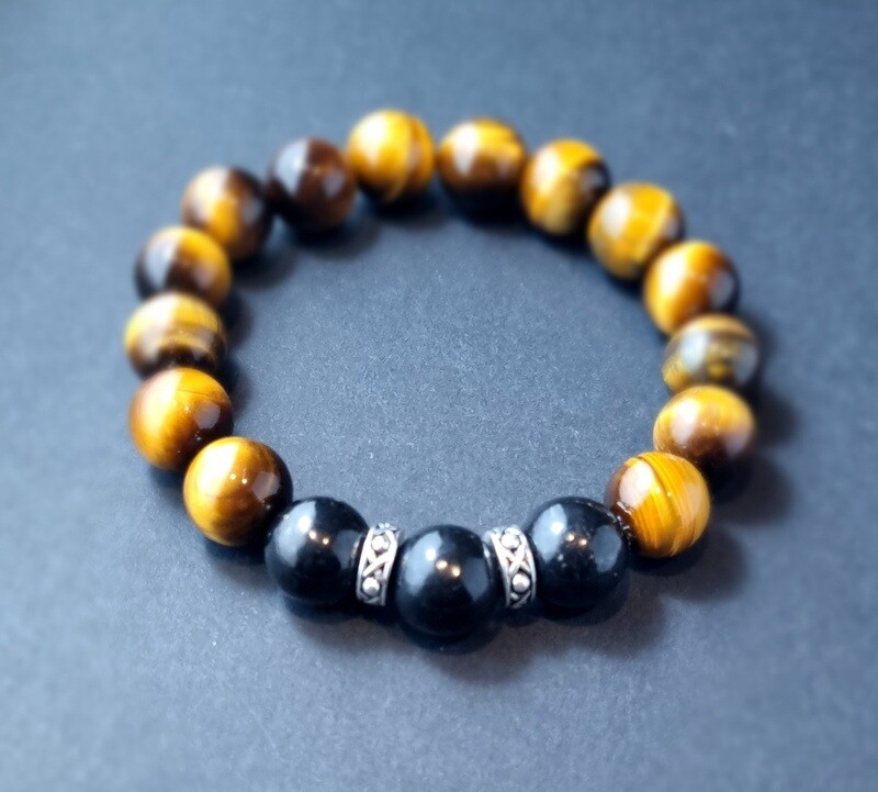 Shungite and Tiger Eye Stretch Bracelet