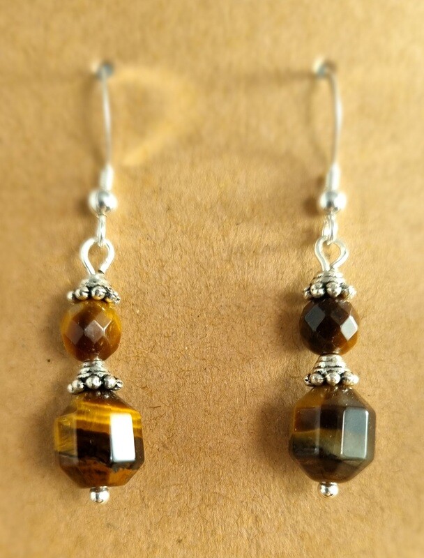 Tiger Eye Sterling Silver Drop Earrings