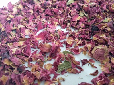 dried rose petals small burgundy red