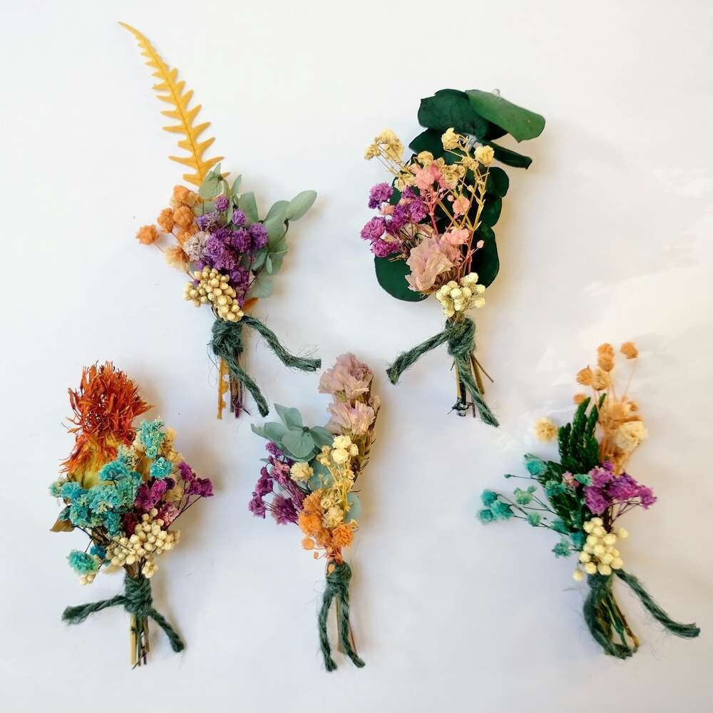 Tiny dried flower bouquet hand-tied gift blue