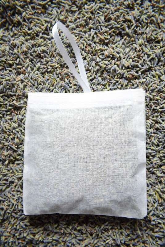 Lavender pouch, large cotton, filled, white