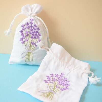 embroidered lavender design bag