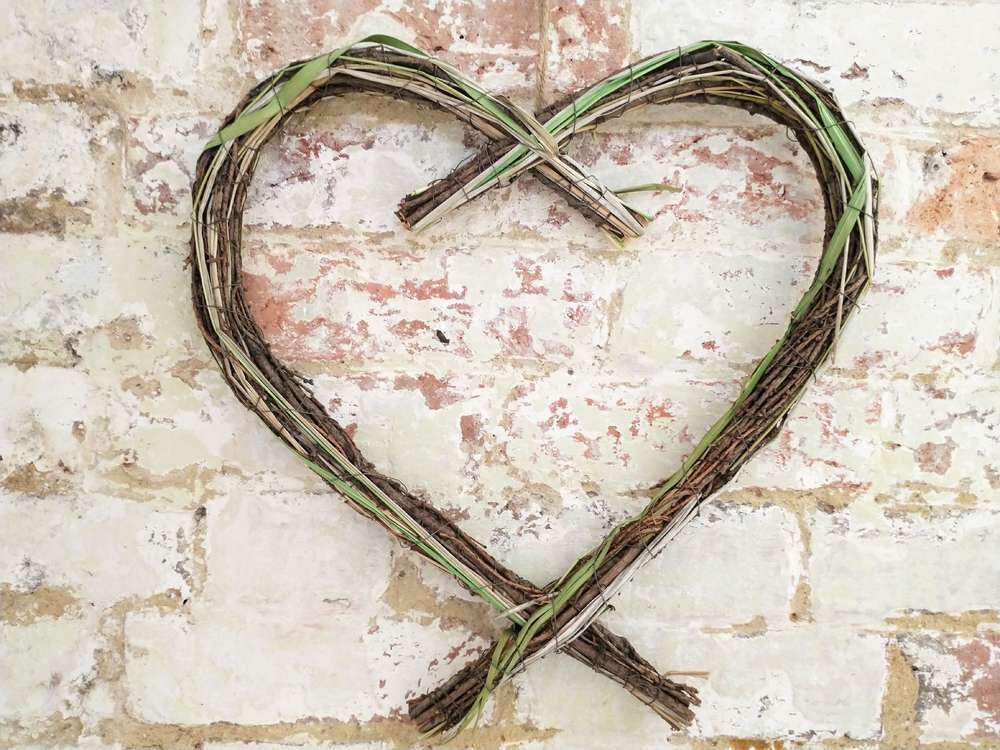 Natural heart wreath base rustic decoration 40cm