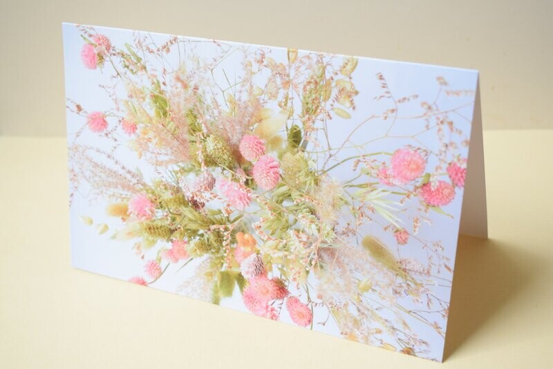 Greetings card blank - Pink dried flowers - Offer Pink Flowers Greetings Card