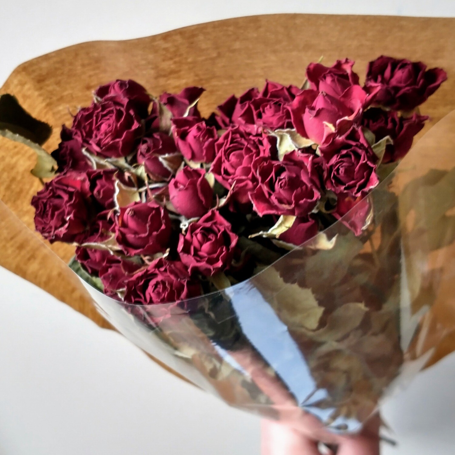 Dried rose flower bouquet dark red