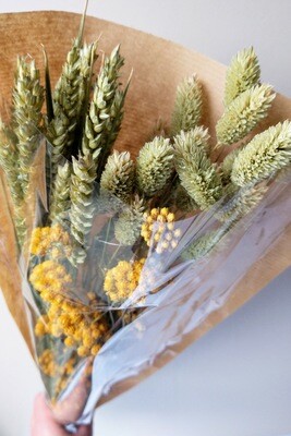 Yellow dried flowers bouquet
